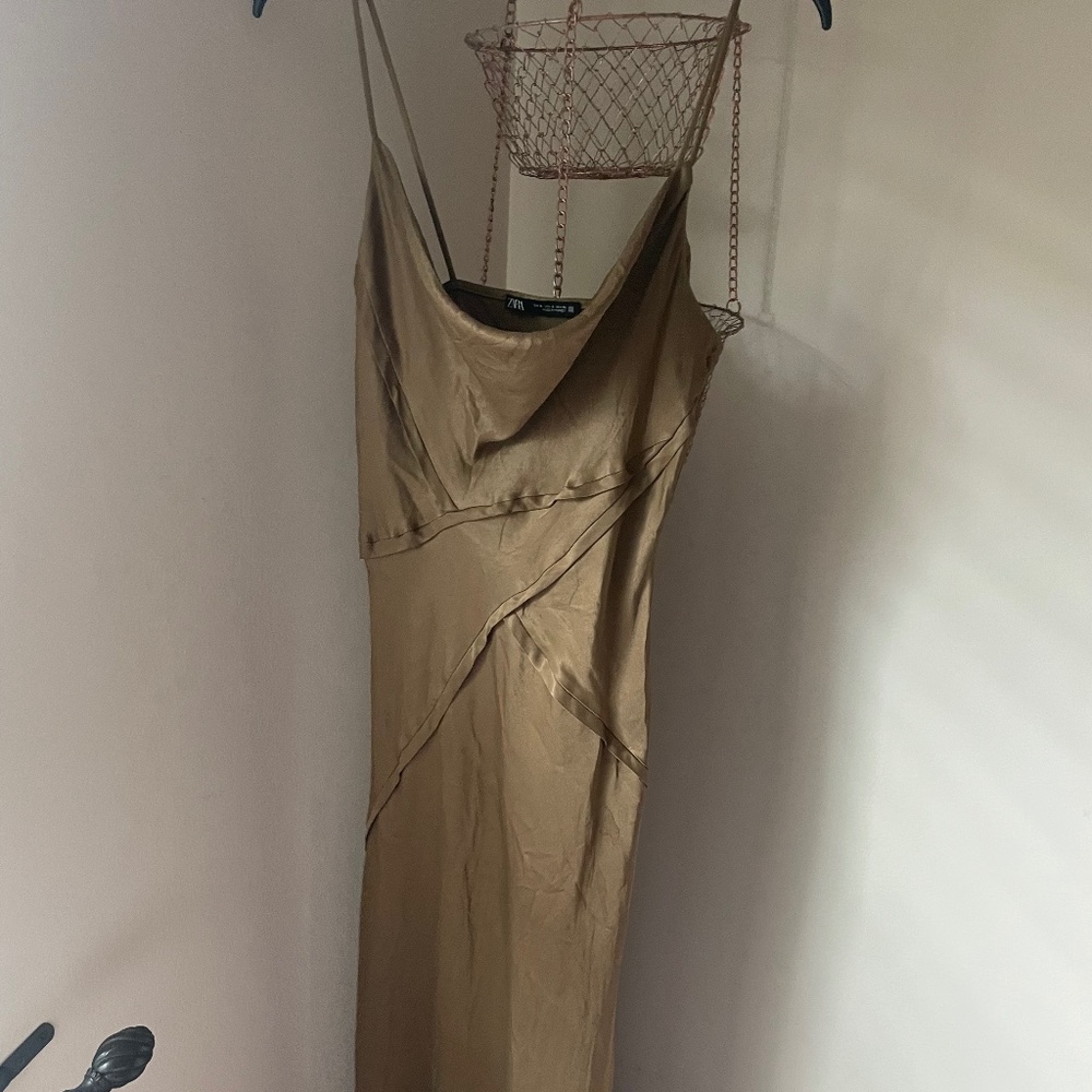 Cowl Neck Satin Midi Dress